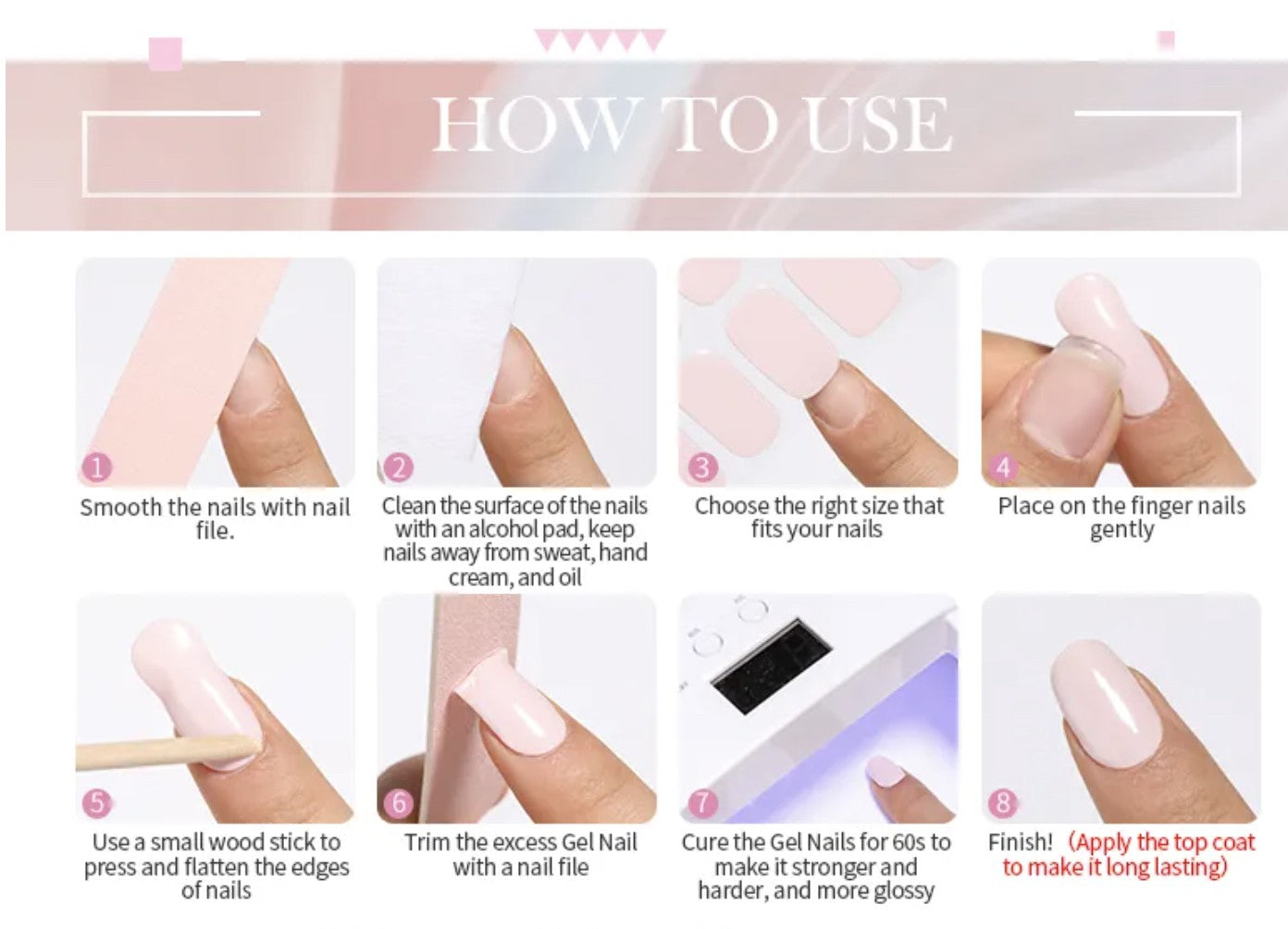 Smalto adesivo mani UV gel lampada