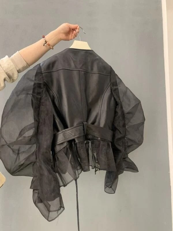 Giubbino ecopelle tulle Rockit