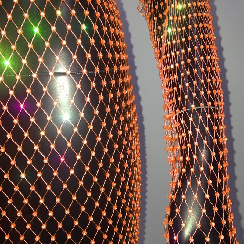 Abito spacchi long strass rete