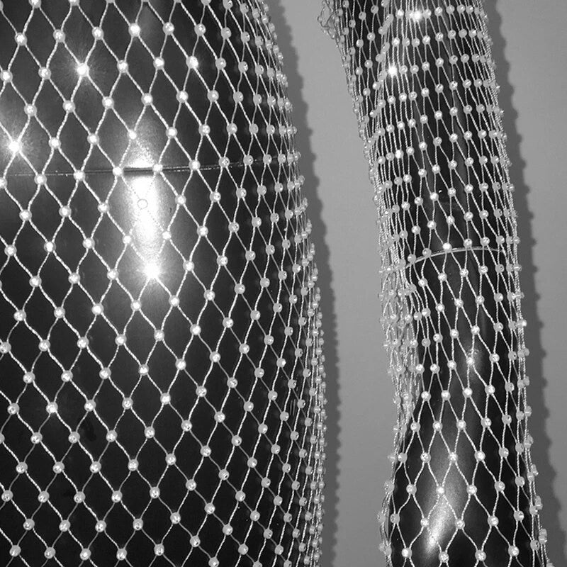 Abito spacchi long strass rete