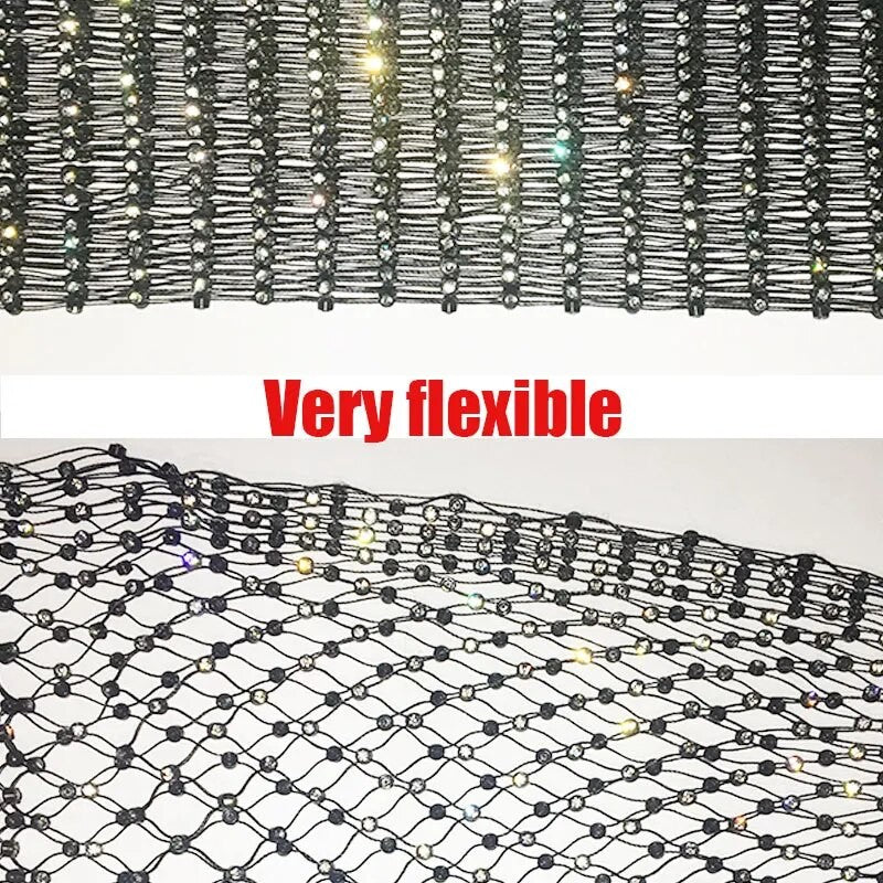 Abito spacchi long strass rete