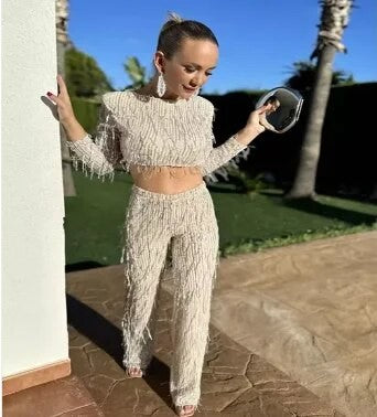 Completo frangette sequined