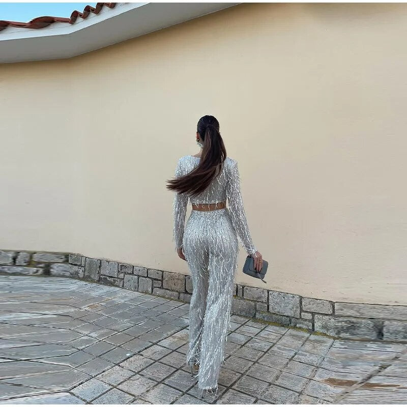 Completo frangette sequined