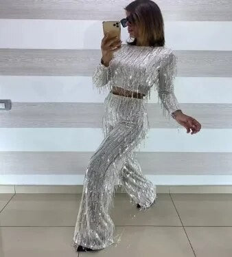 Completo frangette sequined