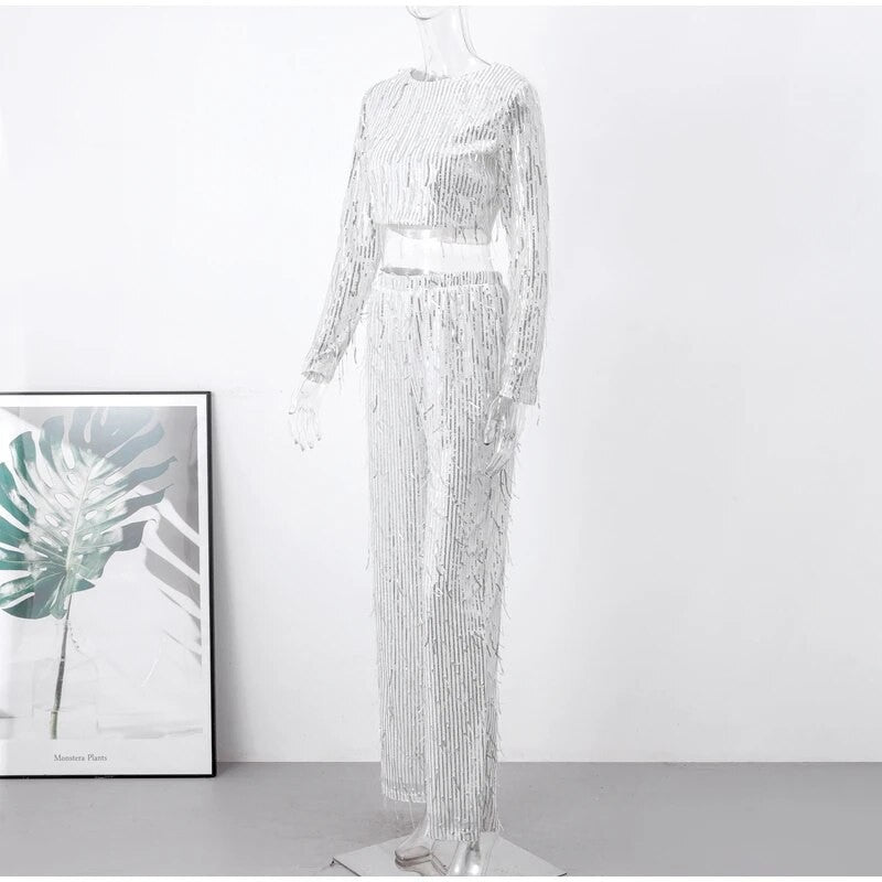 Completo frangette sequined