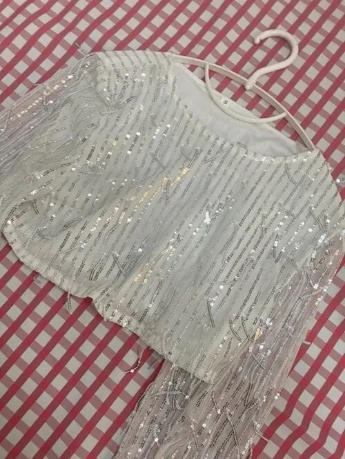 Completo frangette sequined