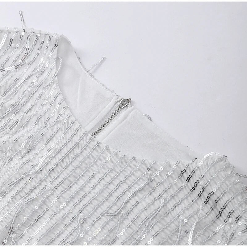 Completo frangette sequined