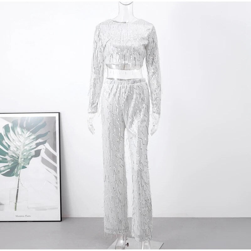 Completo frangette sequined