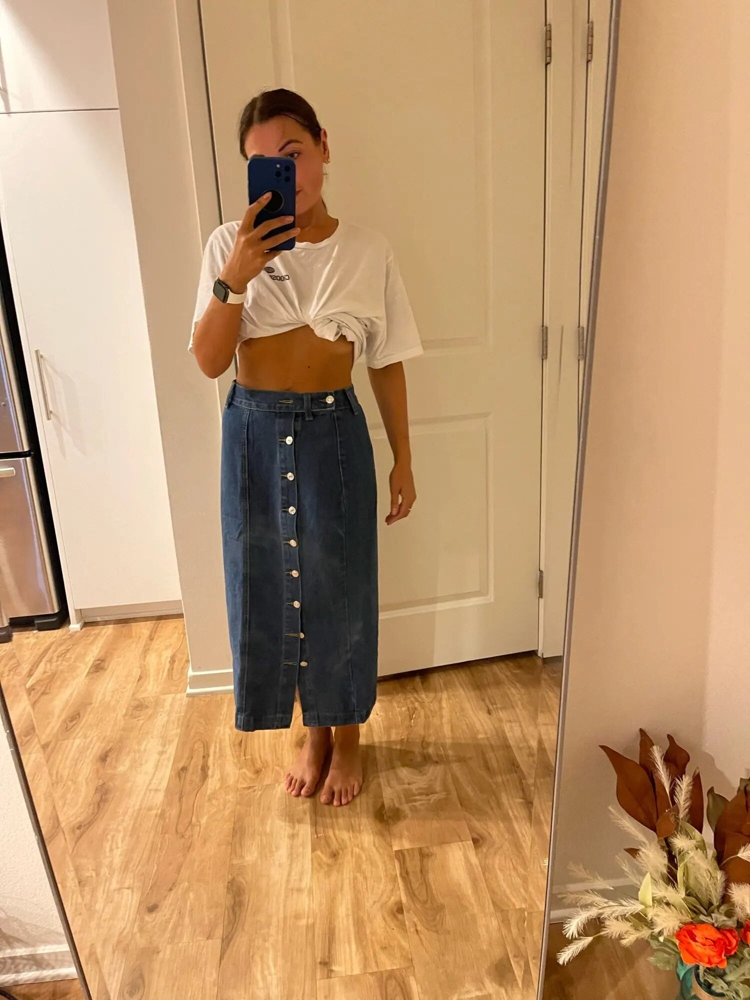 Gonna spacco buttons denim