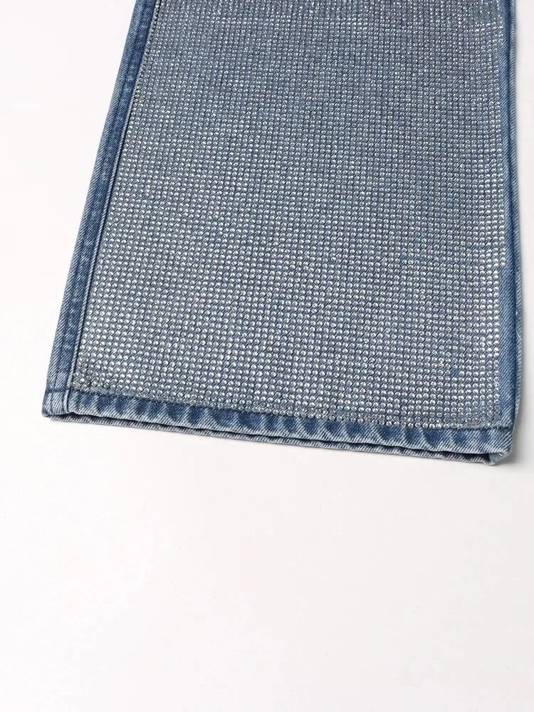 Jeans fullleg half strass