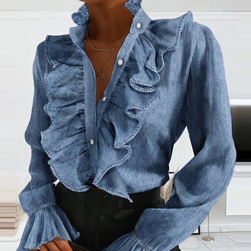 Camicia volant denim & fantasy