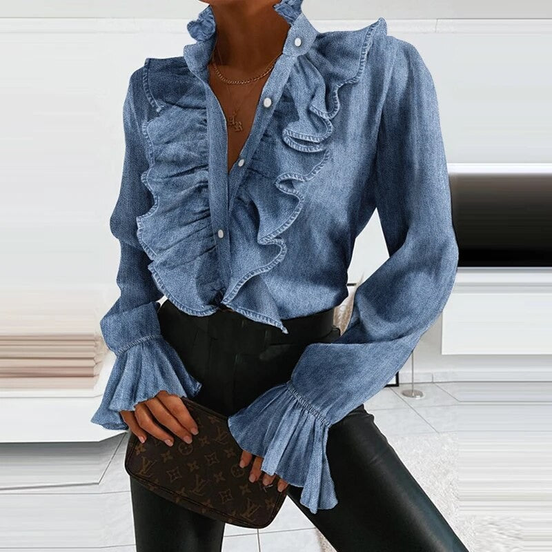 Camicia volant denim & fantasy