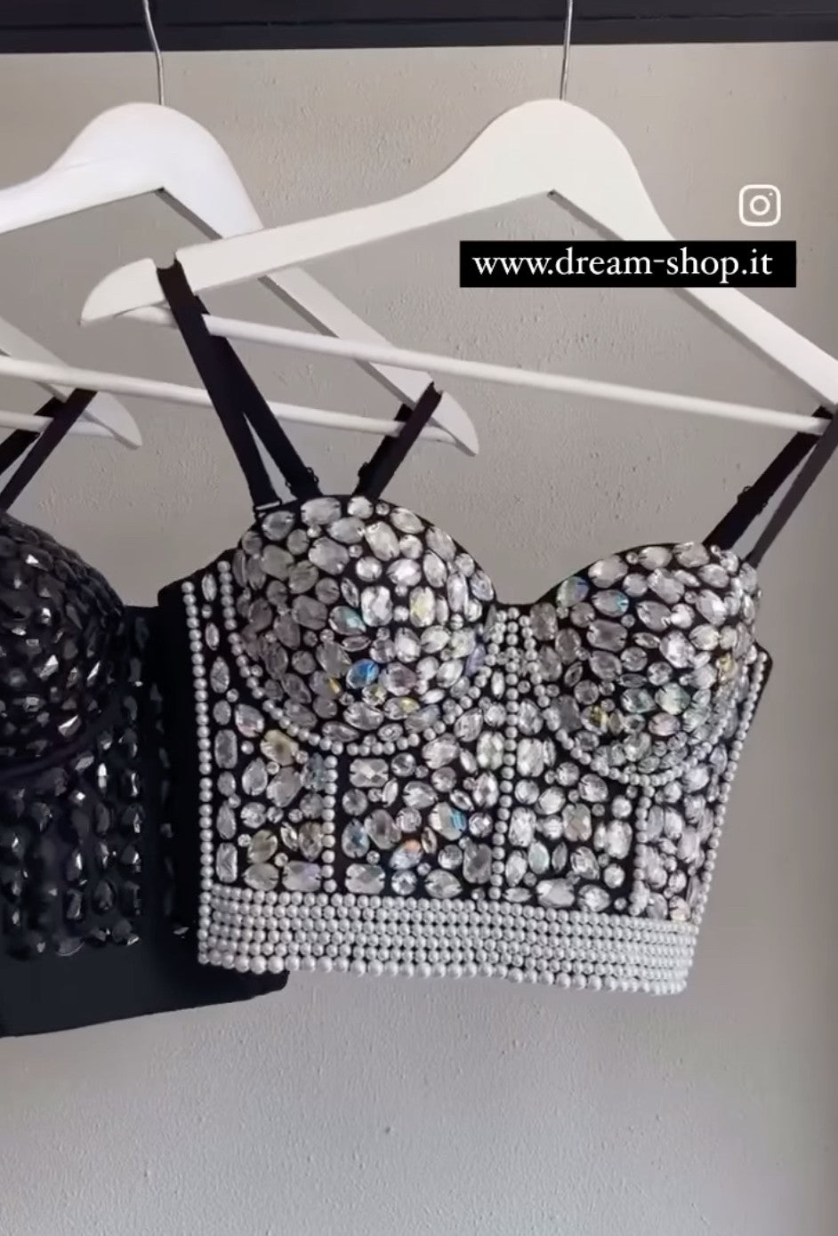 Crop top pink stone pearl