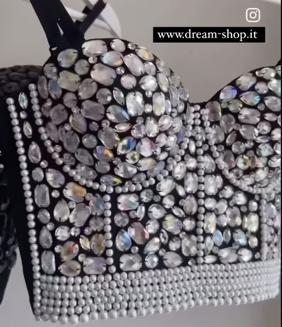 Crop top pink stone pearl