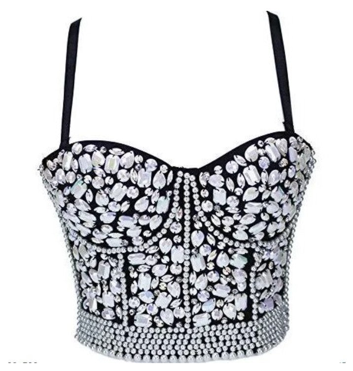 Crop top pink stone pearl