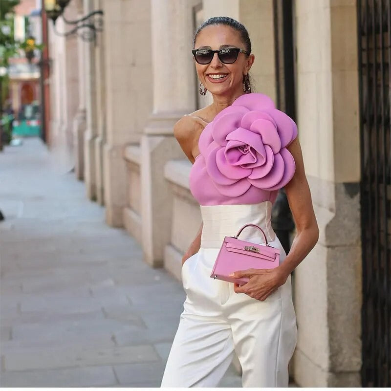 Top super fiore spalla