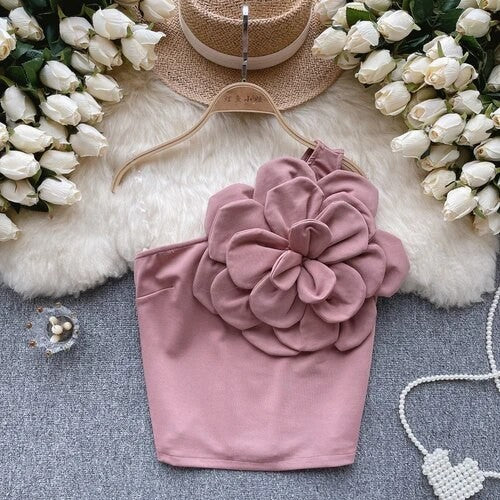 Top super fiore spalla