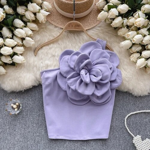 Top super fiore spalla