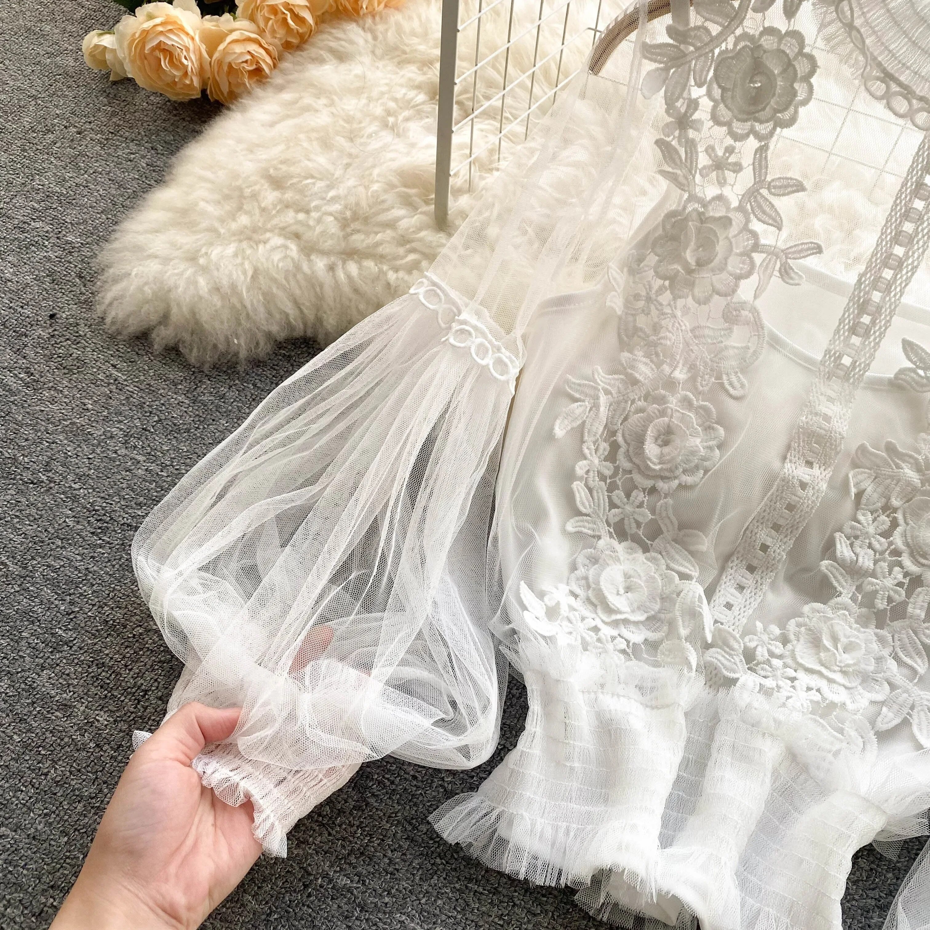 Blusa pizzo-tulle Ilhga