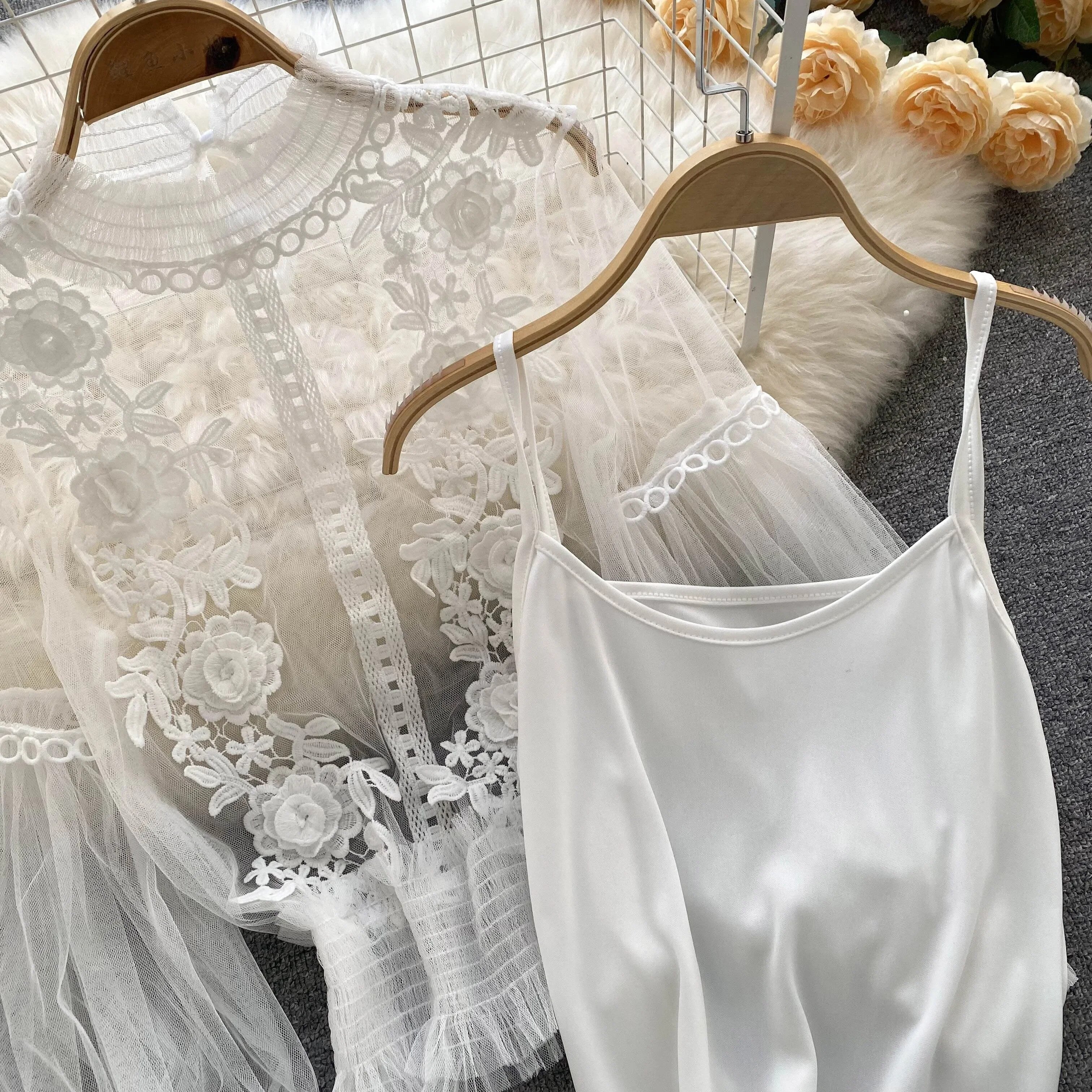 Blusa pizzo-tulle Ilhga