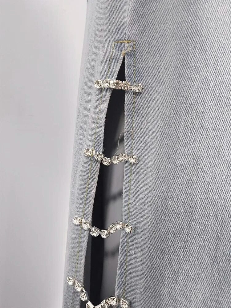 Jeans lateral strass-chains