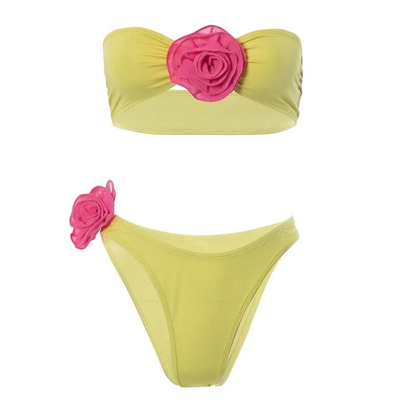 Bikini fiore bicolor fascia