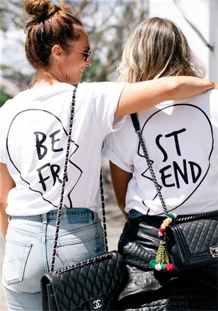 T-shirt Best Friend stampa migliori amiche vista frontale — Dream Shop
