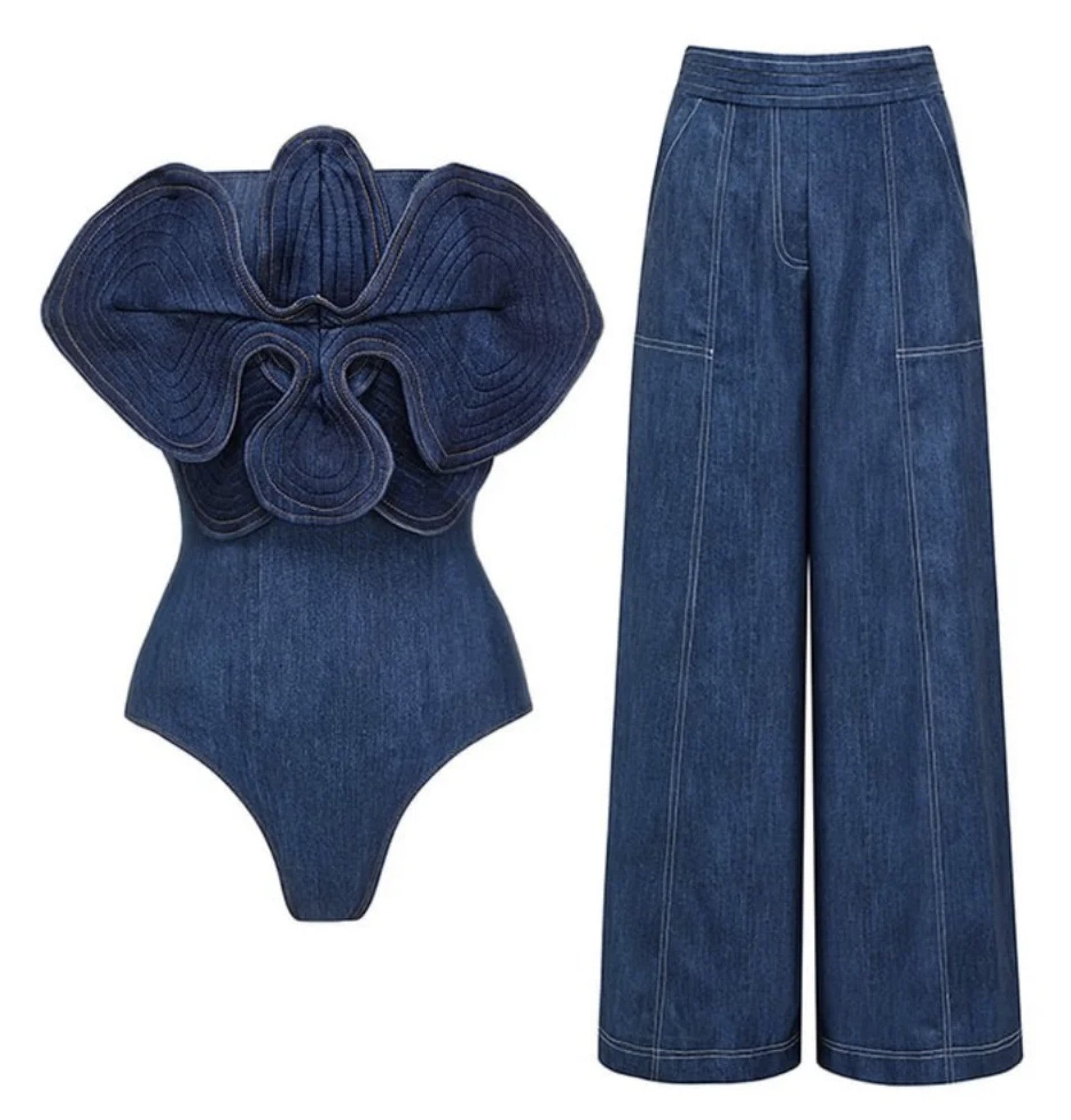 Body e pantalone denim dark Tamasa