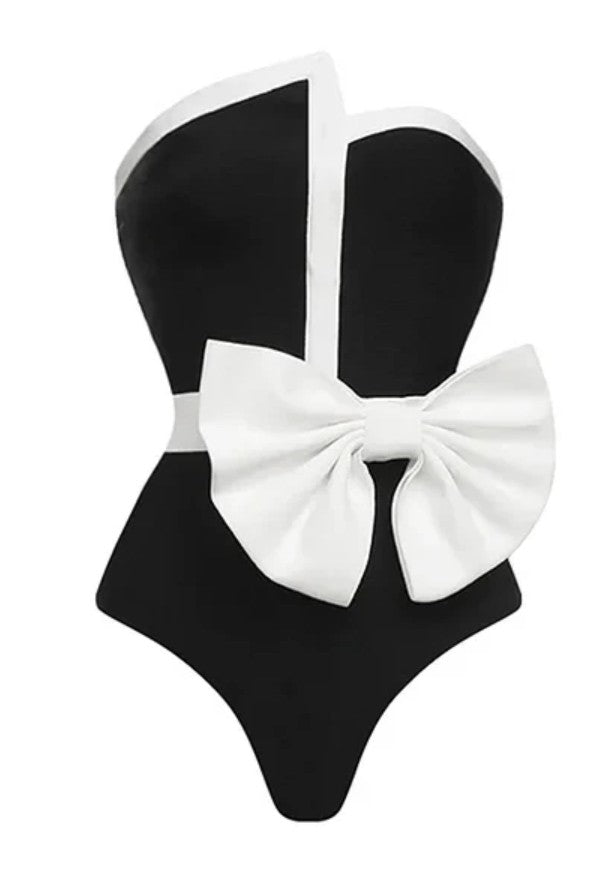 Costume intero fiocco a contrasto