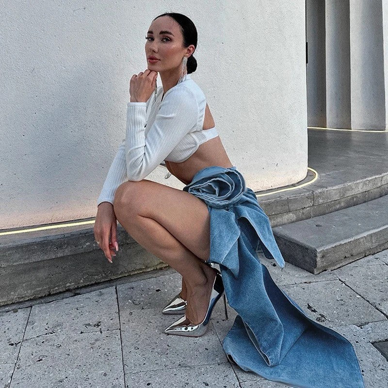 Minigonna maxifiocco drap