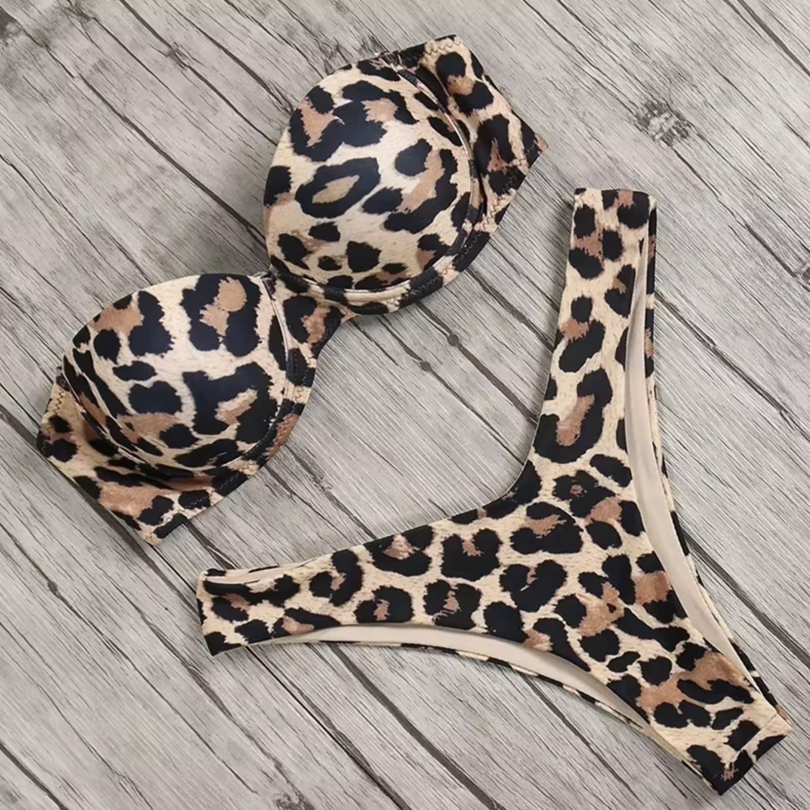 Bikini fascia pushup leopardato