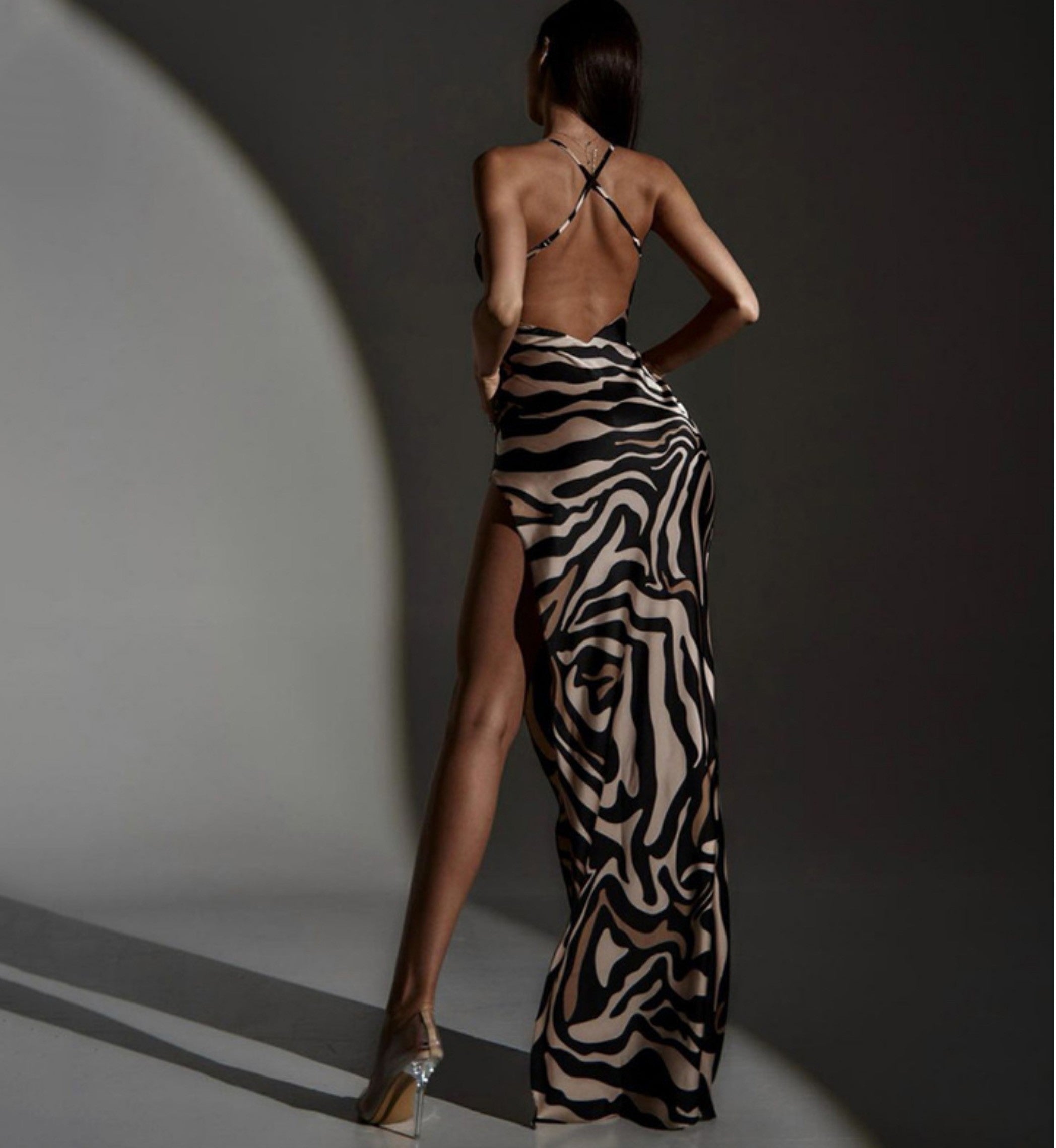 Tiger-lace long dress