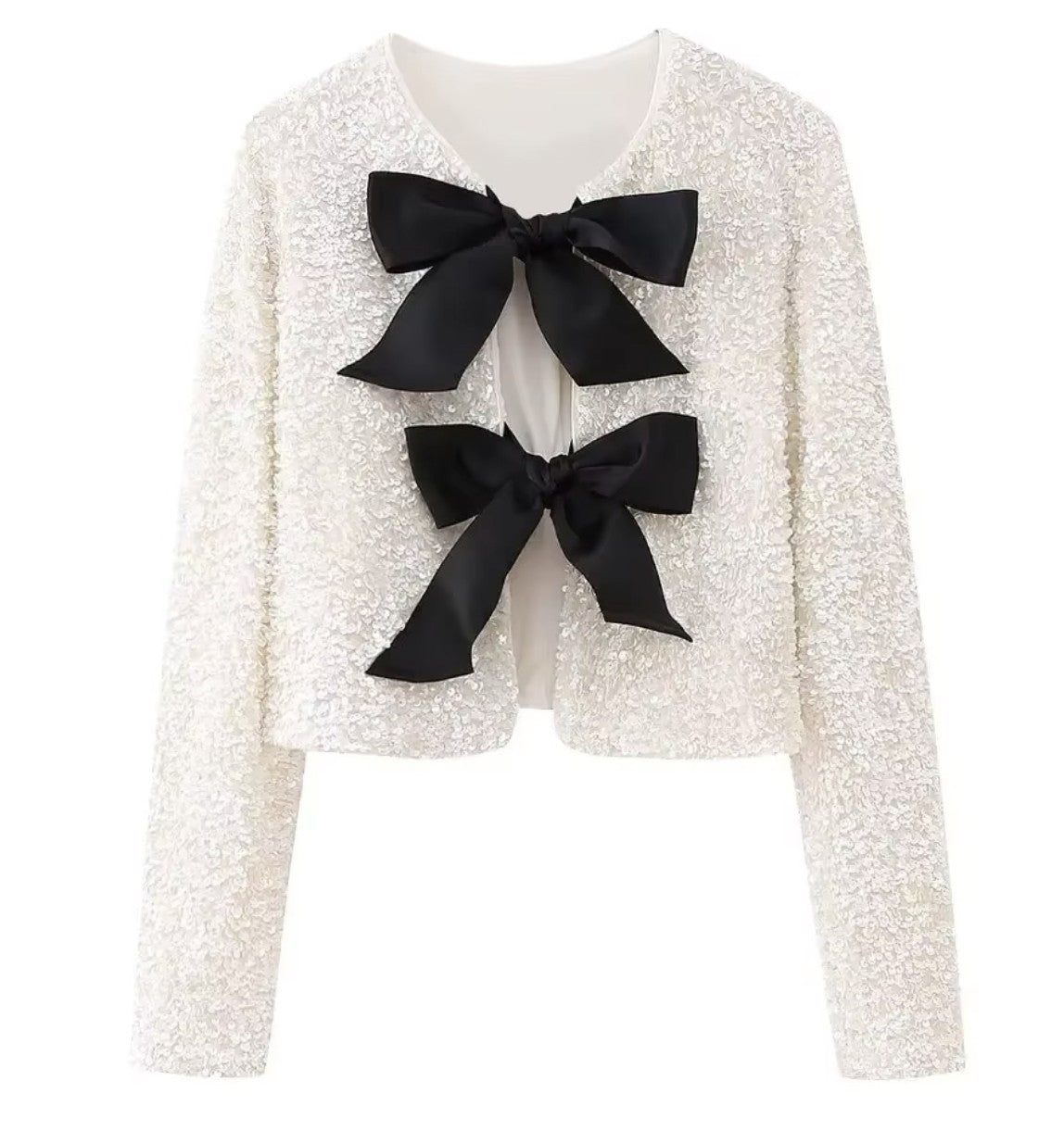 Holiday bow sequinbolero