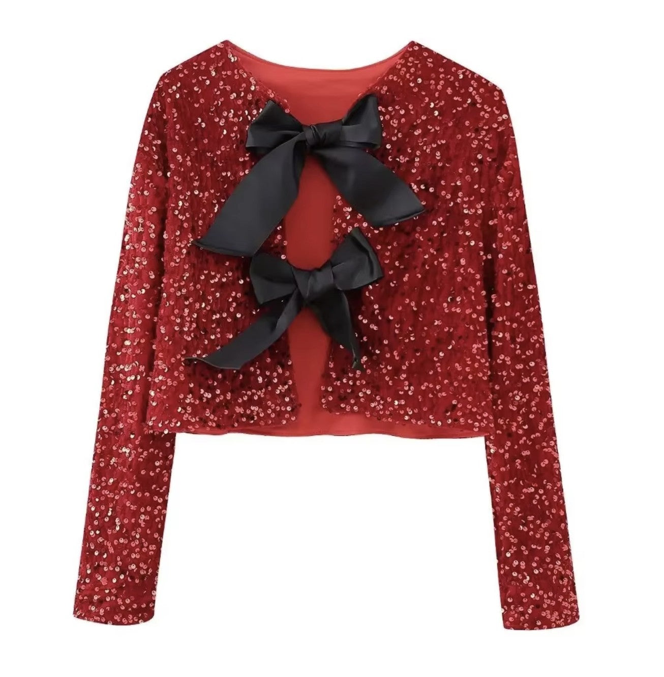 Holiday bow sequinbolero