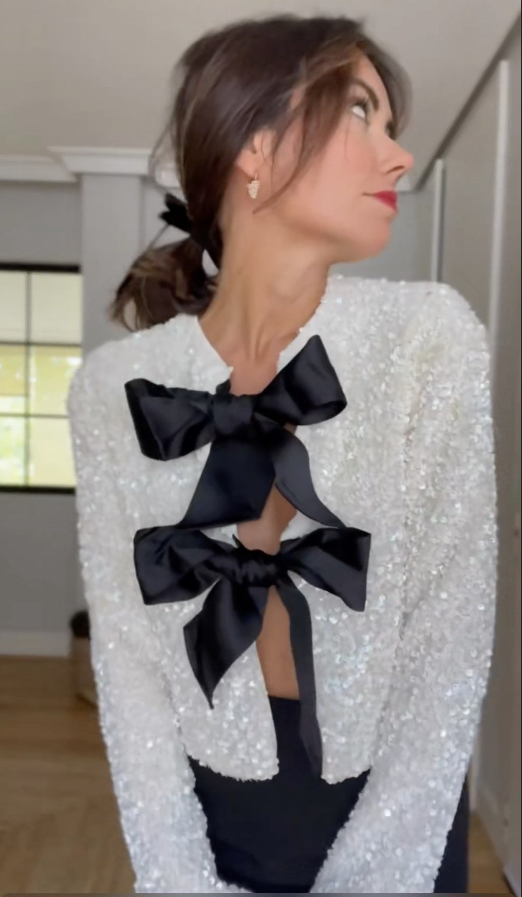 Holiday bow sequinbolero