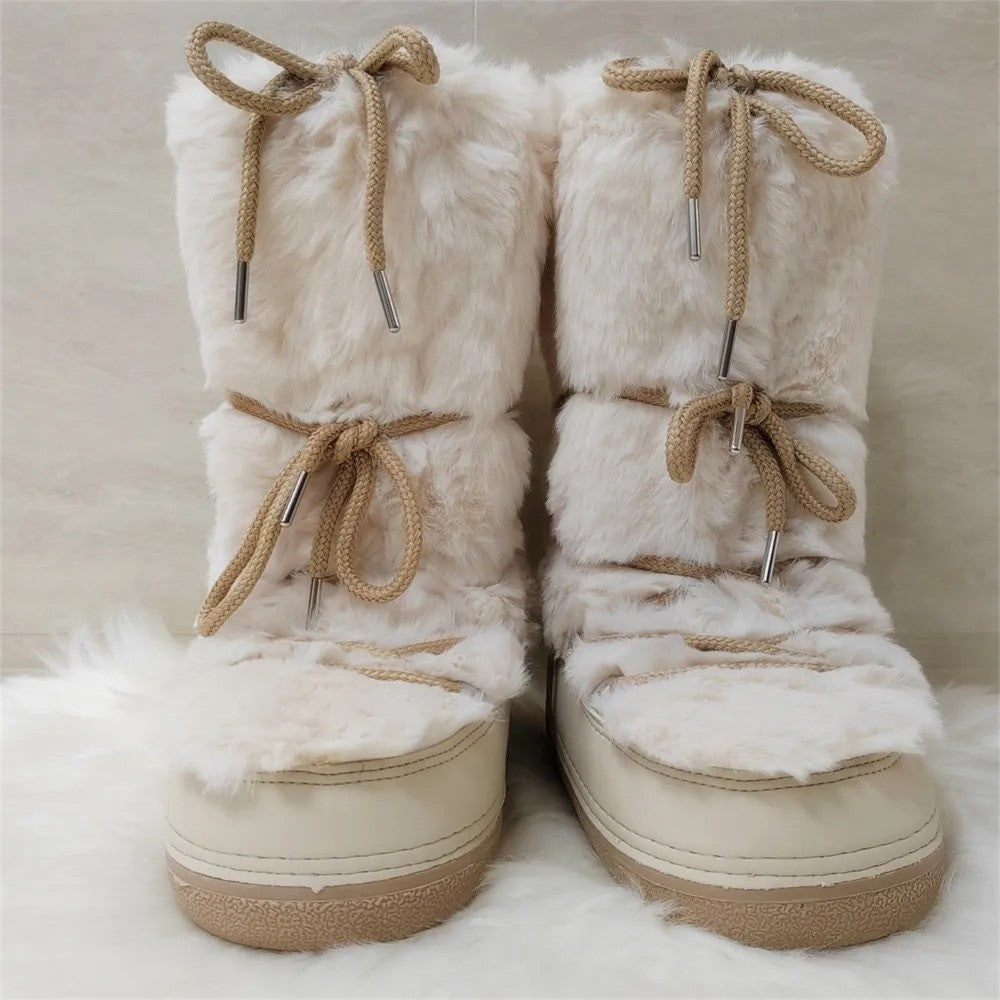 IQYU Moonboots Stivali Donna Caldi Invernali | Pile E Tacco Spesso | Impermeabili | Con Cinturino E Fibbia