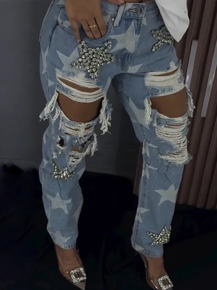 Jeans sparkling stars