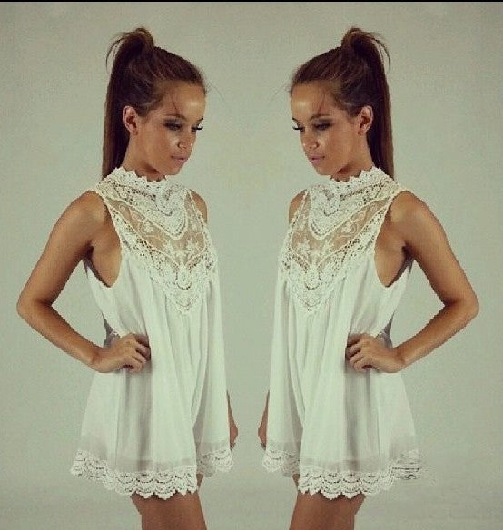 Petra Lace Dress — pizzo collo dettaglio | Dream Shop