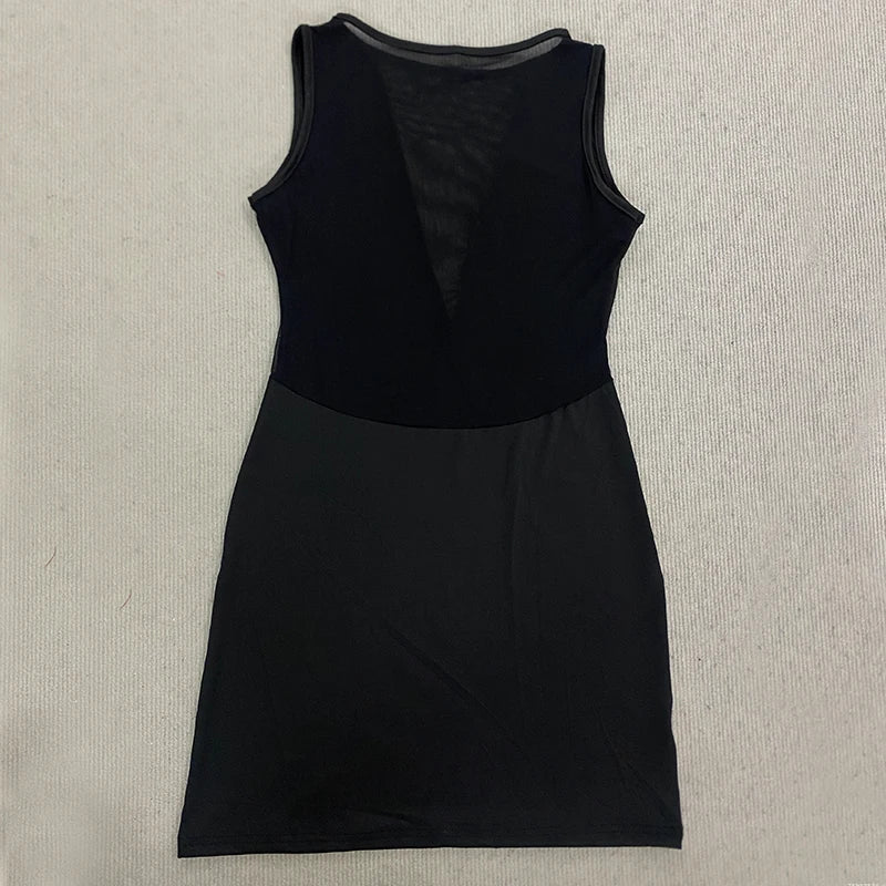 Jessica Dress Tubino inserti rete Nero figura intera | Dream Shop