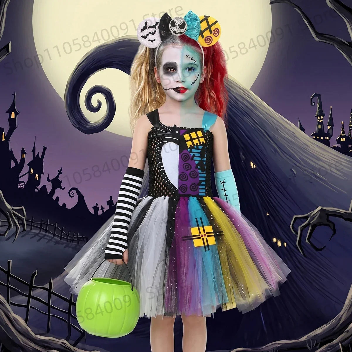 Costume tutù bambola colorata
Abito Halloween con cerchietto