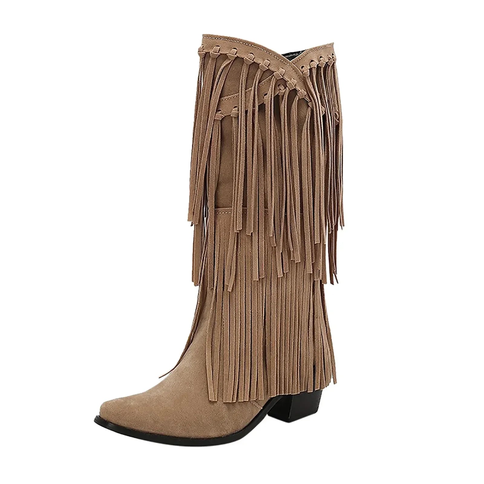 Stivali Texani Dakar con frange — Beige | Dream Shop