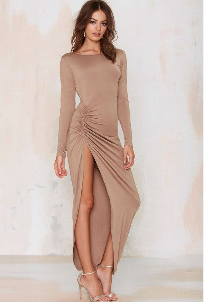 Square Long Dress — drappeggio vita spacco lungo | Dream Shop
