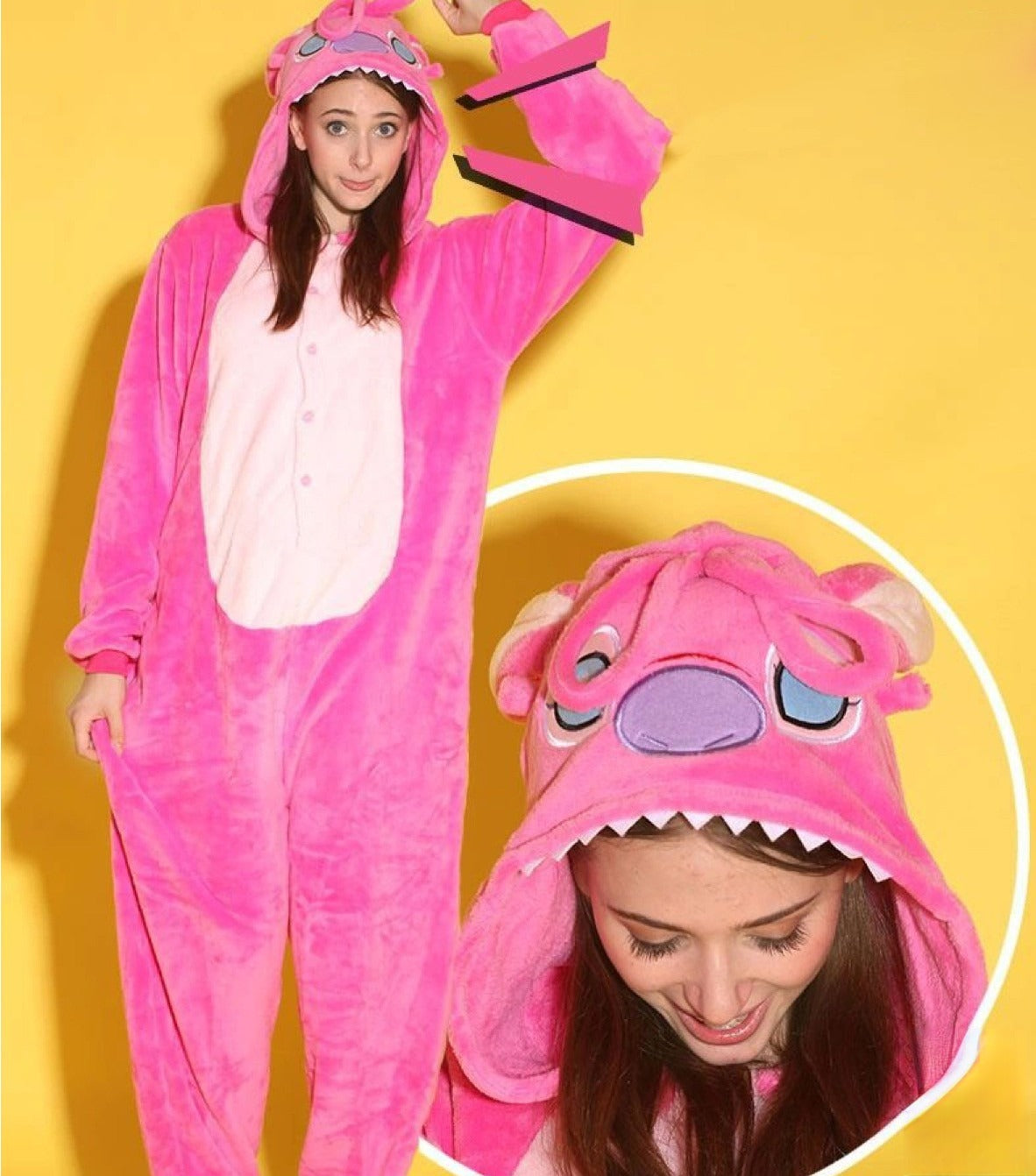 Pigiamone Stitch Rosa kigurumi peluches tuta intera — Dream Shop