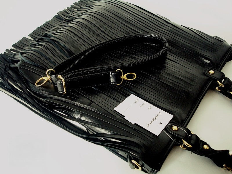 Borsa Frange Nancy Nero vista posteriore | Dream Shop