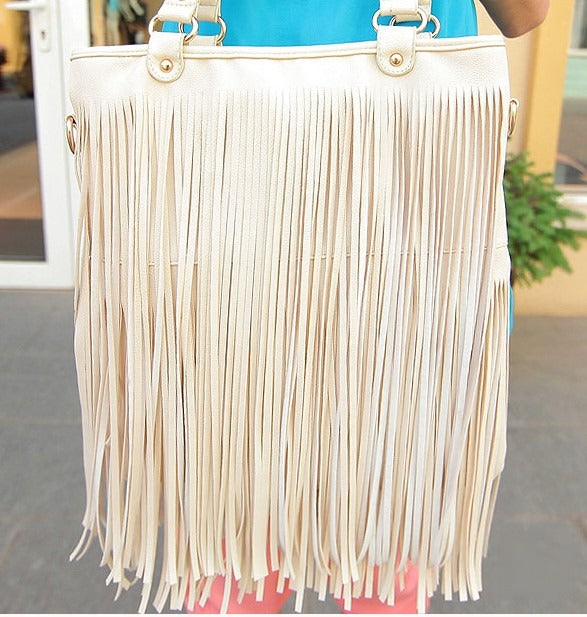 Borsa Frange Nancy Crema in movimento | Dream Shop
