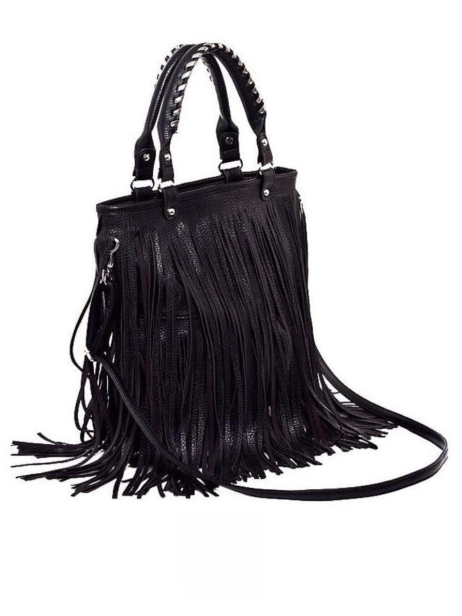 Borsa Frange Nancy Nero vista dall'alto | Dream Shop
