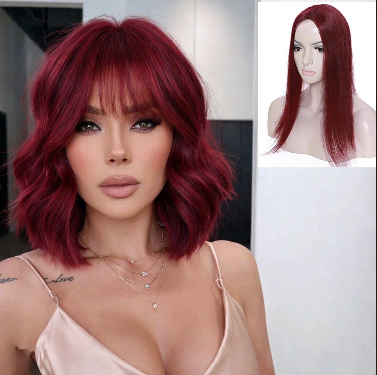 Taupe Topper in capelli veri con base in seta e clip