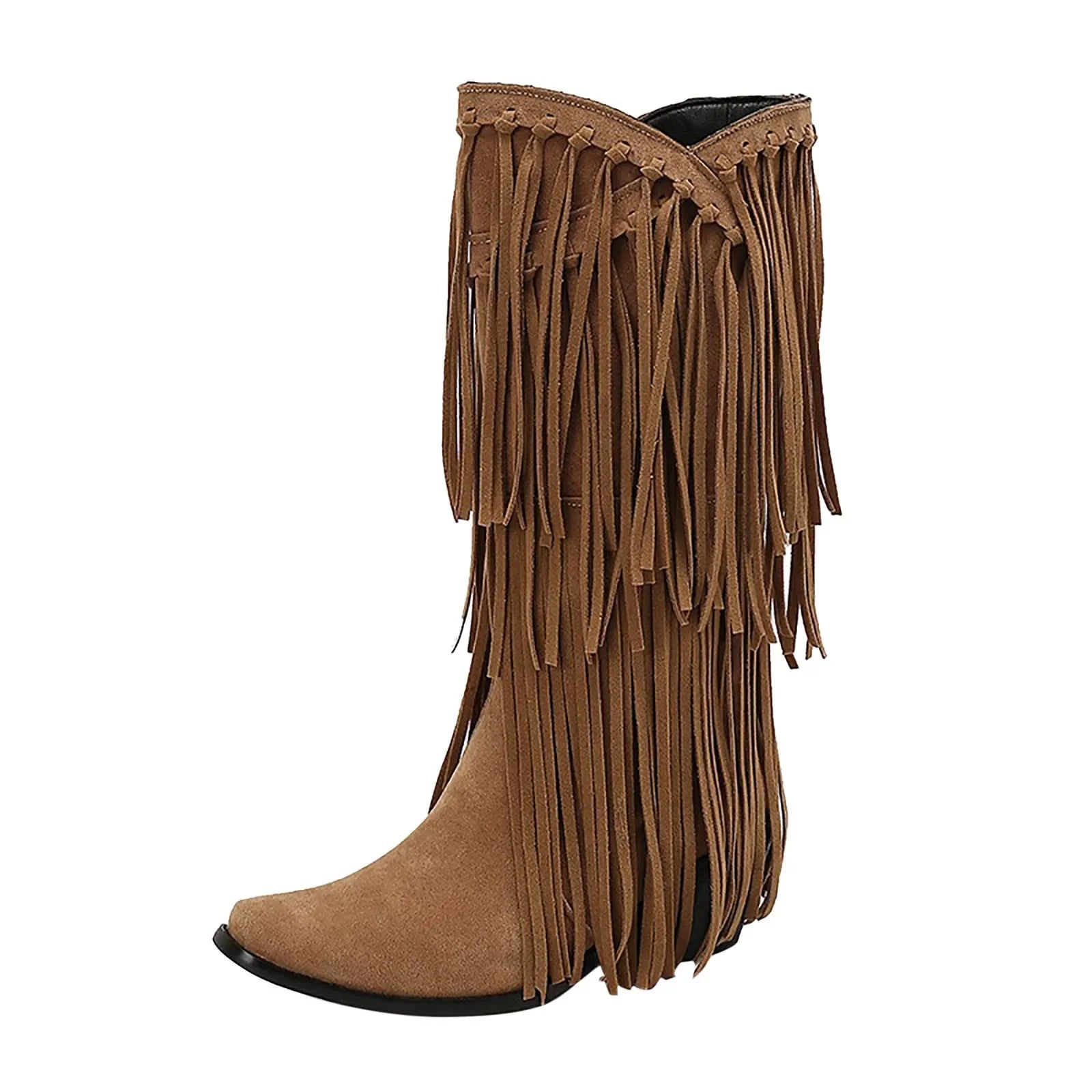 Stivali Texani Dakar con frange — Cammello | Dream Shop