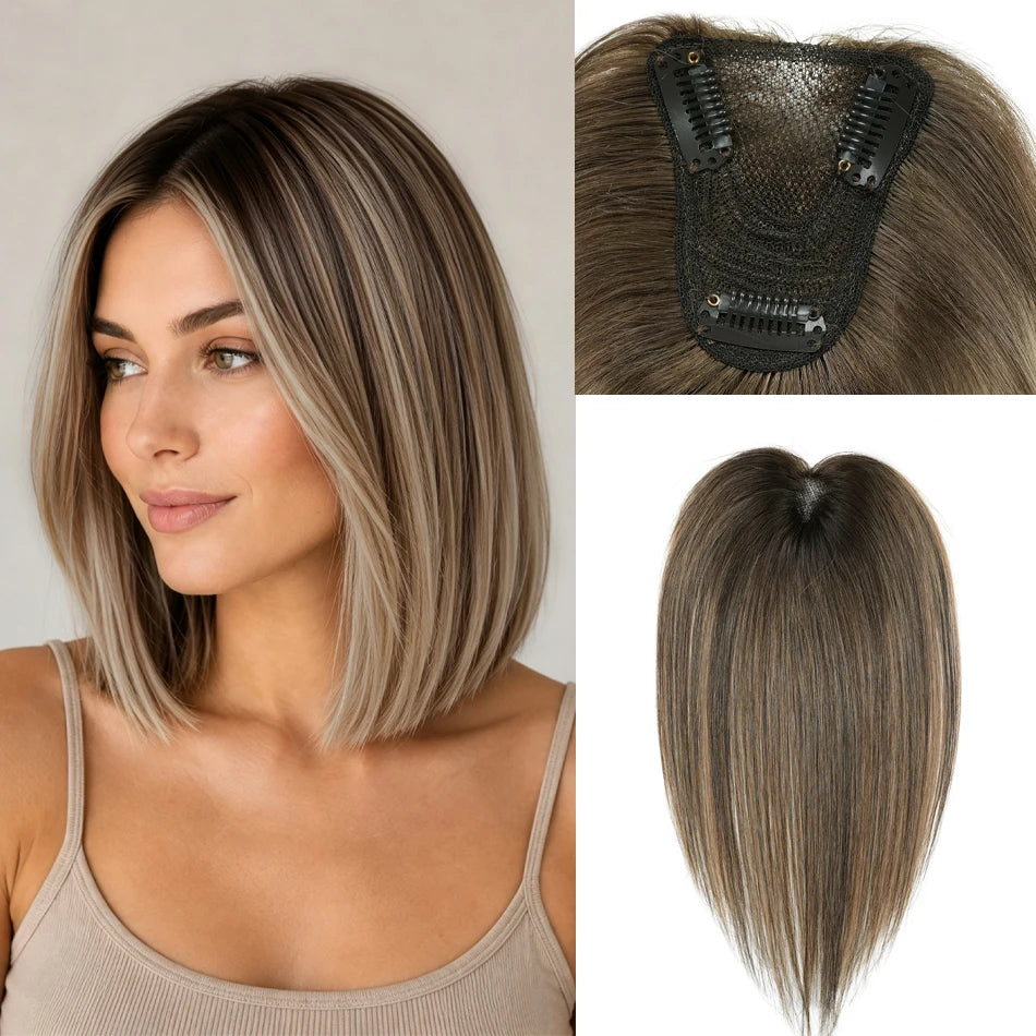 Topper léger 5x8 couleur T2-2-16 Châtain méché blond | Dream Shop