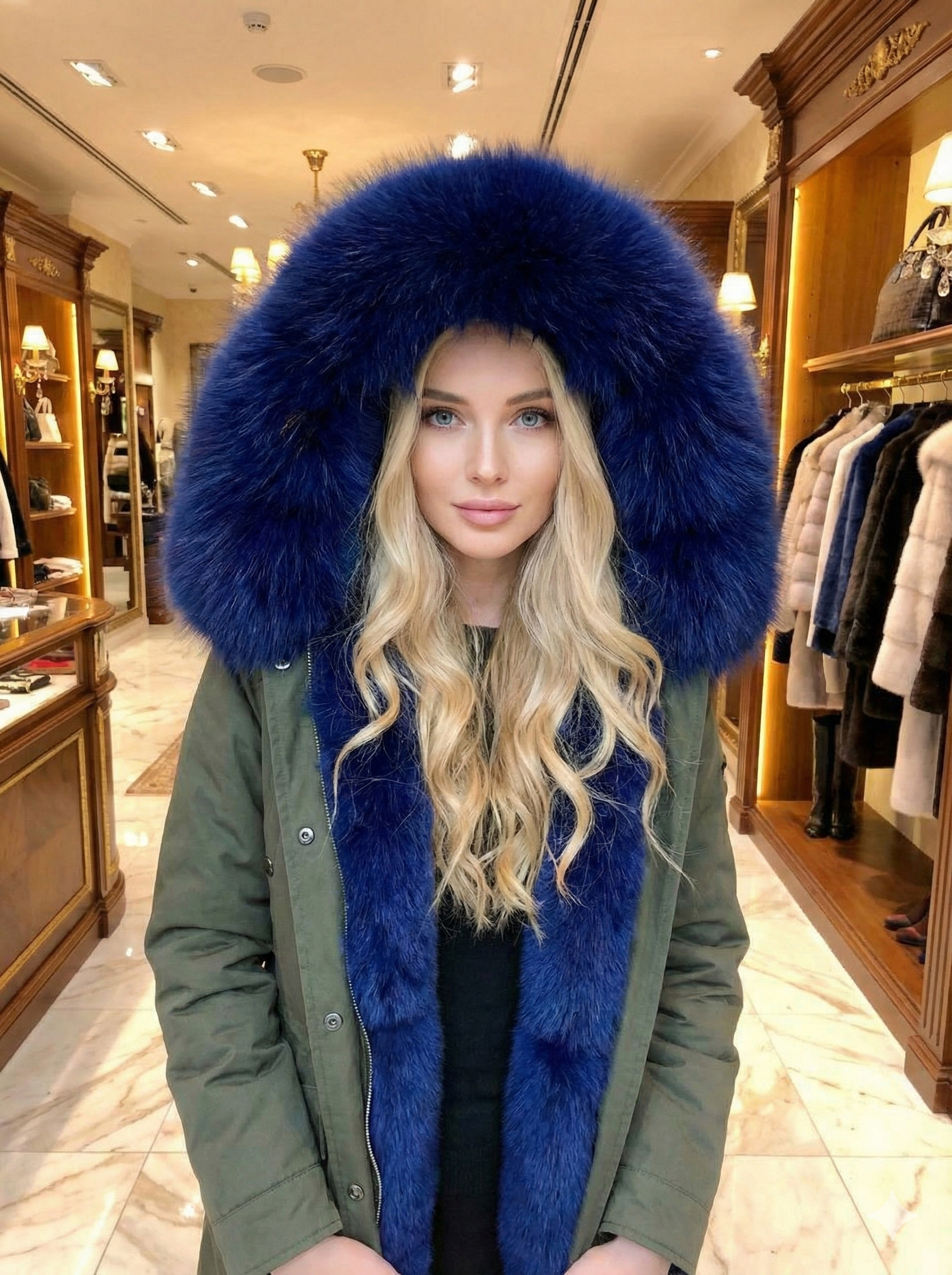 Parka short interior blue